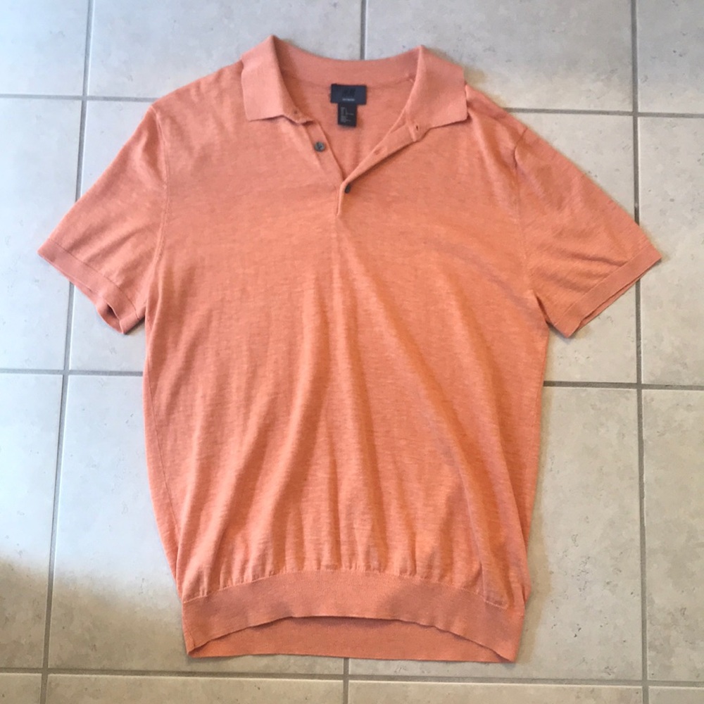 Orange silk blend polo
